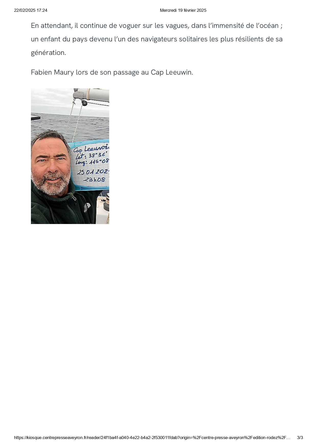 Article du journal CentrePresse 02/2025 page 3
